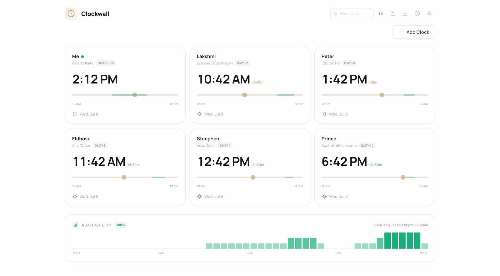 Clockwall - Time Zones Simplified