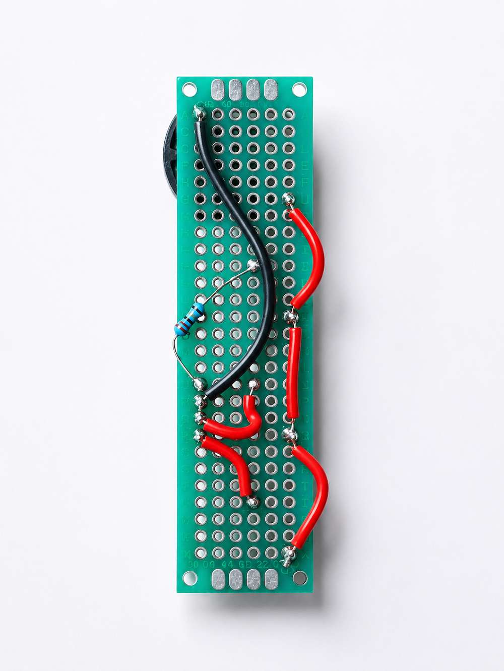 Back side of the circuit showing the wiring and connections