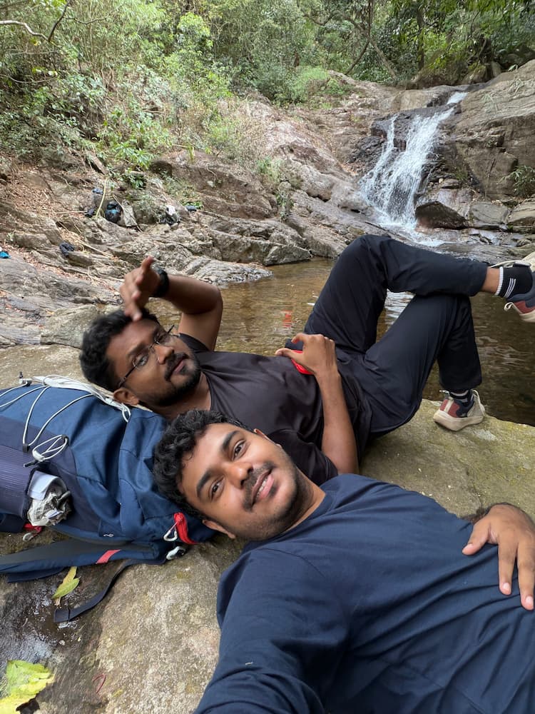 Taking rest in one of the waterfalls