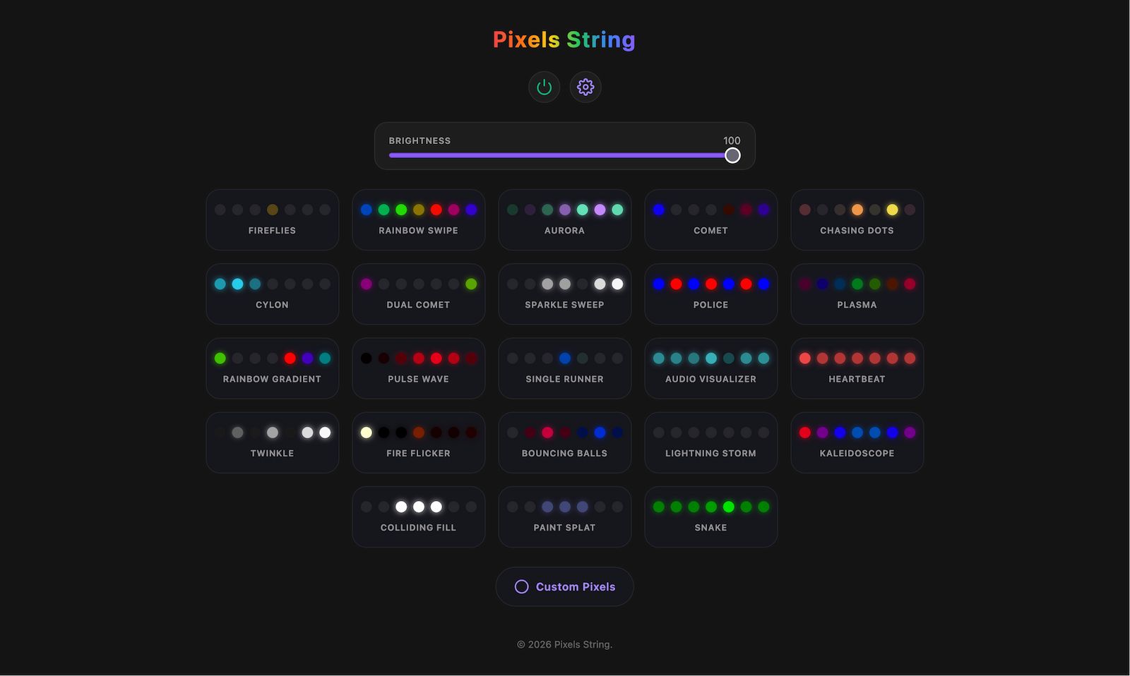 Pixels String Web Dashboard