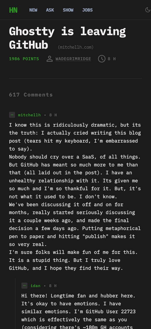 HN Mobile Comments View