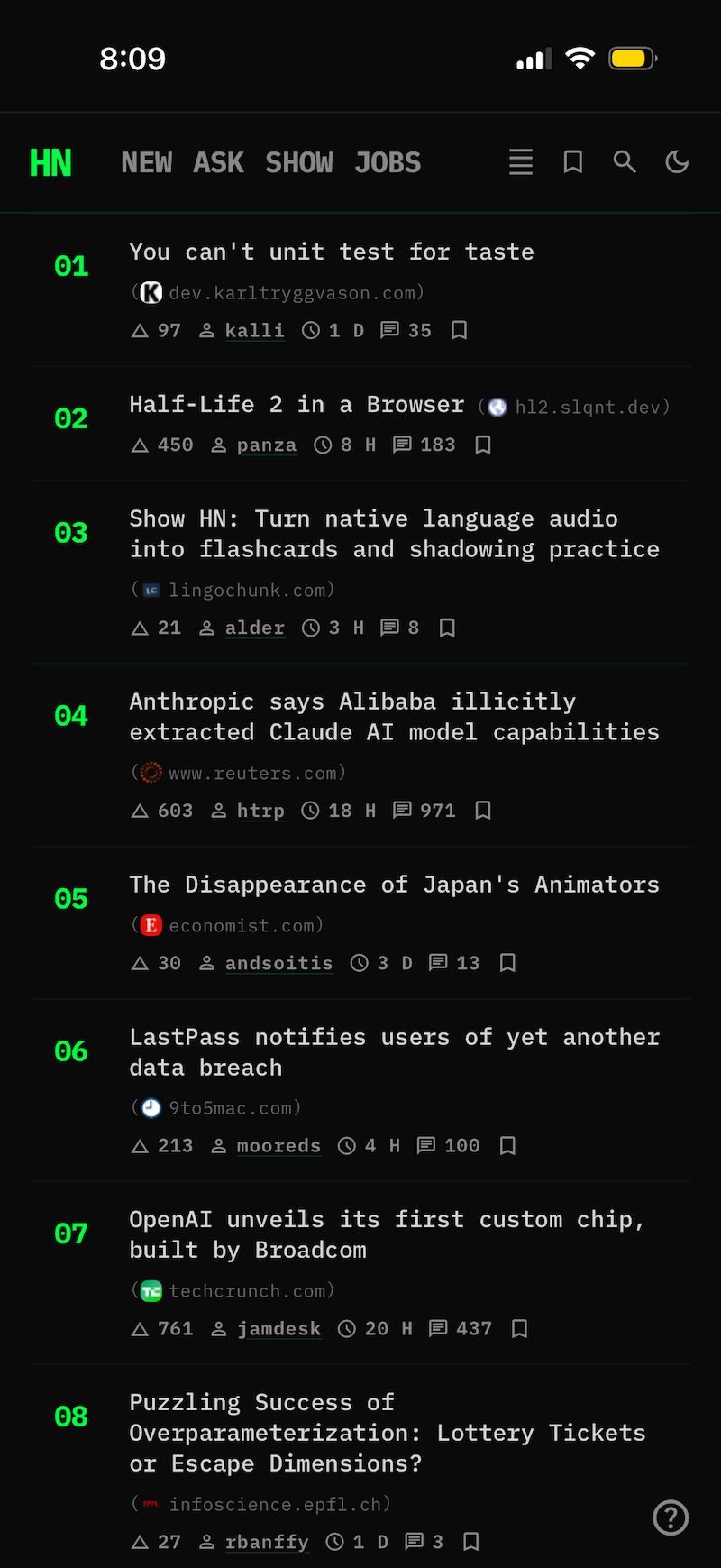 HN Mobile Screenshot