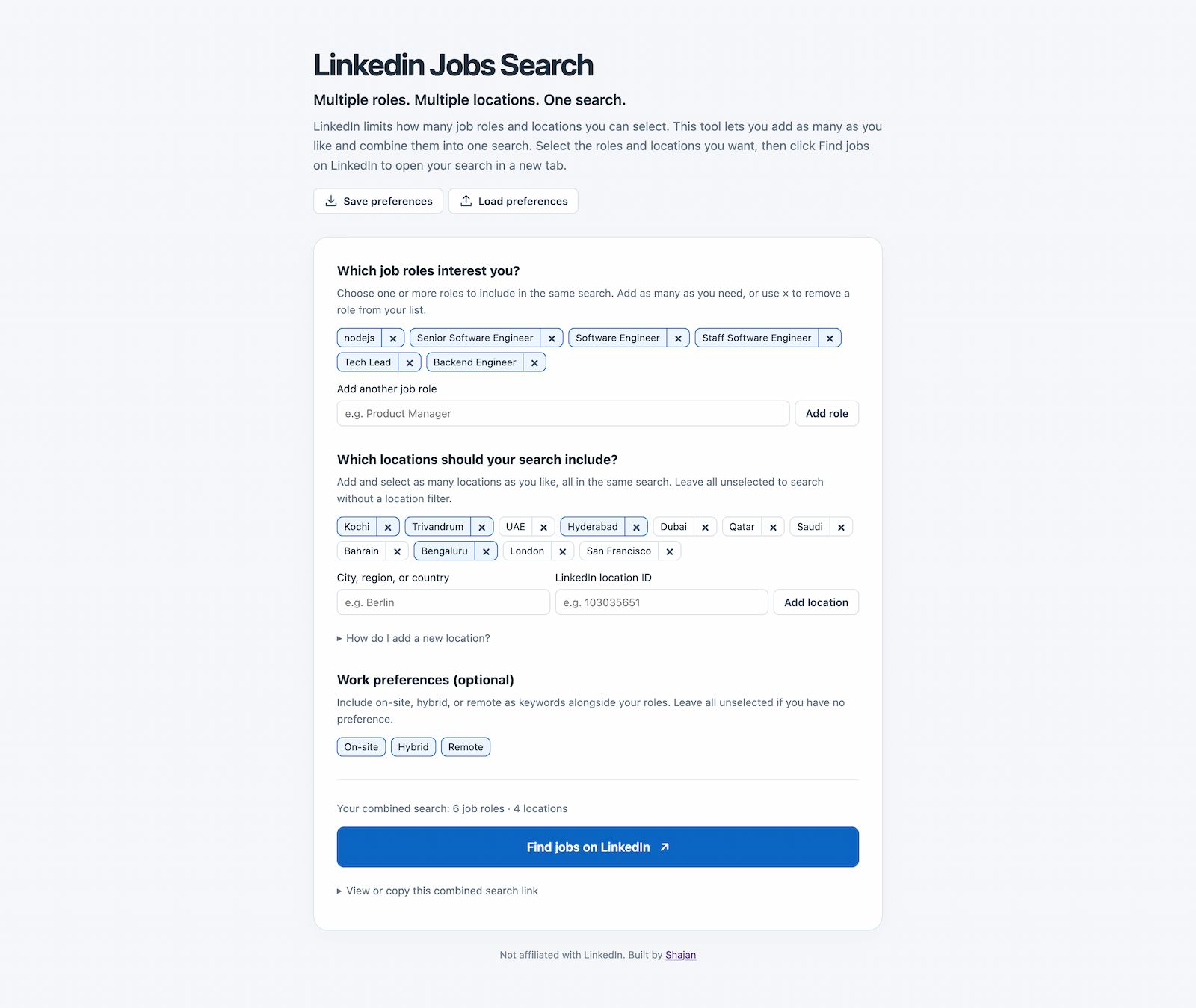 Linkedin Jobs Search Webpage Screenshot